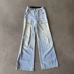 Vintage 60s 70s Women’s Flare Bell Bottom Light Wash Denim Jeans 24×31 Disco