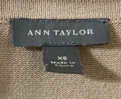 Vintage Ann Taylor Silk Blend V-Neck Button-up 3/4-Sleeve Cardigan, Tan XS