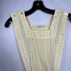 Vintage Yellow Striped Pinafore Apron Dress Womens S Future Nurses Club Uniform