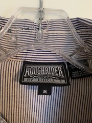Vtg ROUGHRIDER By Circle T Western BUCKING BRONCO Button Up Shirt Women’s M Blue