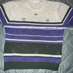 Vintage Country Suburban Womans Knit Sweater Grandma Sz L EUC Retro Old School