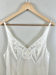 VTG Bali Slip Dress Lingerie Lace Adjustable Strap Ivory Sz 36 Made In USA