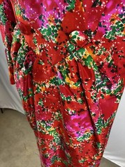 Raul Blanco Vintage 100% Silk Red,Green,Pink Print Dress Size 10