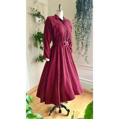 Vintage 1990s 90s Plaid Flannel Tartan Checkered Shirt Dress Midi Winter