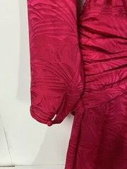 Silk Studio Pink Fuchsia 100% Silk Deep VNeck Long Sleeves Size 12 Vintage Dress