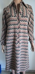 Vintage MISS LAGOTTI Angora Blend Knitted Zigzag Midi Shirt Dress Size 42