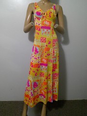 Vtg 60’s MOD Formfit Rogers Silky Slinky Nylon Keyhole Nightgown POP ART Print S