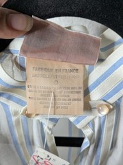 Courreges Paris Vintage 70s Blue White Sheer Striped Maxi Dress Deadstock NWT 0