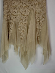Casadei 90’s Lace Mesh Midi Skirt Sz L Beige Cream Asymmetrical Fairy Boho Retro