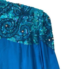 Vintage D’Ore Silk Sequin Beaded Women’s Blue Embellished Jacket size 14