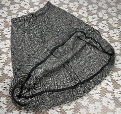 Vintage 1950s 1960s Home Sewn Textured Heavy Wool Midi Paneled Skirt