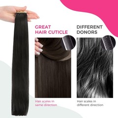 Lashey Human Hair Tape-in Extensions 18″ 20pcs 50g Natural Black 100% Real