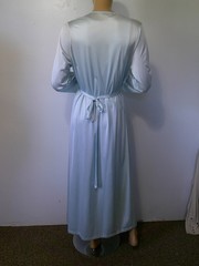 Vtg 70s VANITY FAIR Ice Blue Silky Nylon Nightgown Robe Peignoir Set Lace Trim S