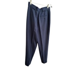 VTG Giorgio Sant’Angelo 100% Wool Pinstripe Trousers Navy Blue 70s Academia sz 6