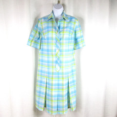 Serbin of Florida Muriel Ryan Vintage Plaid Shirt Dress NO SIZE Pleats 60s Mod