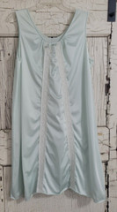 Vtg Lorraine Silky Satin Nylon Sleeveless Nightgown Lingerie Lace Lt Green Large