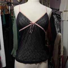 Y2K 2000s Black Lace Coquette Cami