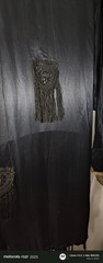 Antique 100% SILK Midnight Blue Hostess Robe Gold Lace Fringe Pockets Ely NV AS