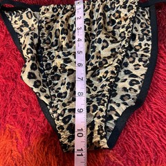 Vintage 90s Leopard Silky Glossy Satin String Bikini Panties Plus 1X