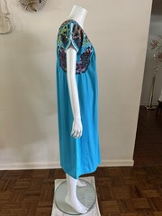 1970s San Antonino Oaxacan Huipil Dress Cotton Hand Embroidered Mexico S VTG