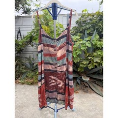 Vintage 90s Fit and Flare Mini Dress Large Tribal Stripes Amina’s Trading Co