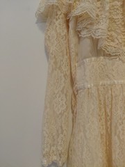 Gunne Sax Vintage 1970’s Cream Lace Wedding Dress Maxi Prarie Western Size 13