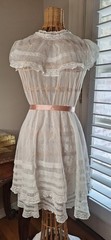 Vintage 1930s 1940s Beautiful Net and Lace Summer Dress Or Tea Dress