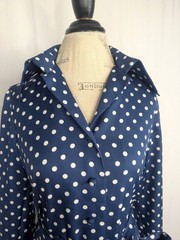 Vintage 60s Victor Costa Dress Medium Blue Polka Dot