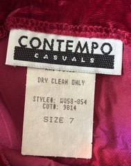 Vintage 90s Crushed Velvet Party Mini Dress Burgundy Red Contempo Casuals Size 7