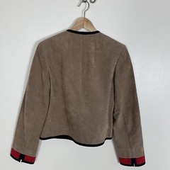 Rare Vintage Mollie Parnis Ultra Suede Blue Light Brown/ Red Jacket Size 8