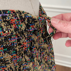 Vintage 70s Lurex Abstract A-Line Maxi Skirt Gold Black Red Blue Green Purple L