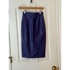 Vintage Cedars | Leather Midi Skirt Size XS Purple Vintage High Waist Pencil