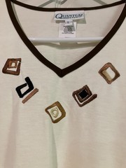 Beige Cotton Pullover Top Tennis Quantum Sportswear large new