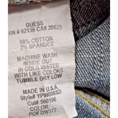 Vintage Guess Jeans Size 26 x 31.5 90s Light Blue Fade Low Rise Flare Made USA