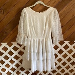 The Square Dance Dress Co ivory tiered eyelet lace dress size 6
