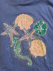 Vintage 1990s Fruit of the Loom Best Womens? T-Shirt Seashells/Starfish/SeaHorse