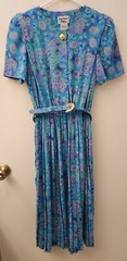 VTG Lady Carol Petites Of New York Pleated Floral Office Dress With Belt Size 8