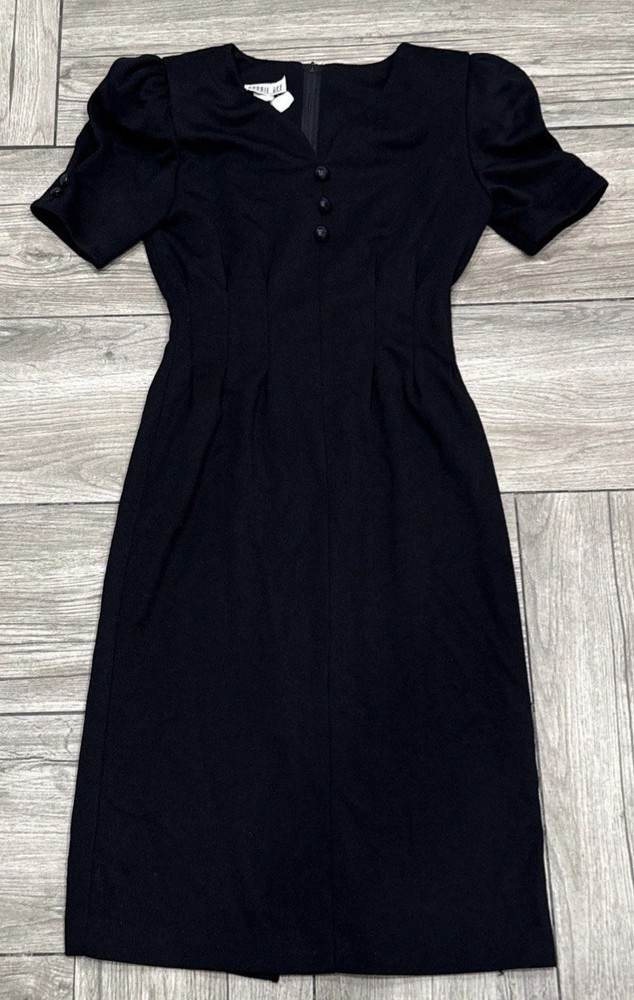 Robbie Bee Vintage Black Polyester Wool Dress Shoulder Pads Size 4