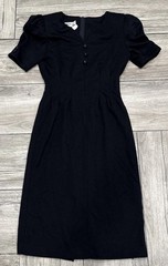 Robbie Bee Vintage Black Polyester Wool Dress Shoulder Pads Size 4