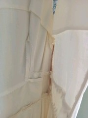 Vintage 1960s Custom Made Raw Silk Linen Embellished Wedding Dress Size 6 28w