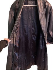 Jacqueline Ferrar Vintage Medium Trench Coat 1980s-90s Black Genuine Leather
