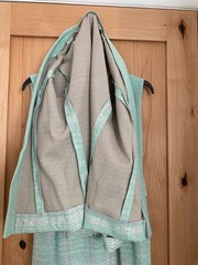 Vintage 60s Mod Sea Foam Green Plaid Dress Blazer Suit by Eleanor Brenner