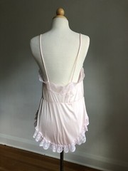 GORGEOUS VTG GILLIGAN O’MALLEY Pink Nylon & Lace Teddy Romper Lingerie SZ S/M