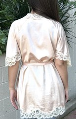 Vintage Eve Stillman M 100% Silk & Lace Robe Cut Tag Pink Romantic Designer