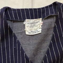 VTG Pinstripe Wool Vest Made In Hong Kong Alexander’s Navy Blue size M