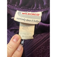 Wildcrest Vintage Purple Velour Robe Lace Yoke Long Lounger Zipper Front M 12-14