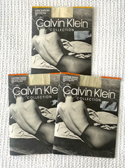 New Vtg 90s Calvin Klein Collection Ivory Pantyhose Sz C Hosiery Sheer to Waist