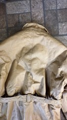 Vintage 2 XL Leather Fur Trim Shearling Belted Coat Tan Marcia Collection
