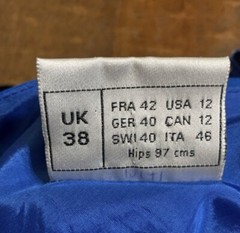 VTG Frank Usher Size US 12/UK Size 38 Blue W/Black Collar & Trim Victorian Dress