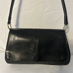 Vintage Liz Claiborne Black Faux Leather Underarm Banquette Minimalist